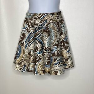 E•Land eland girls brown blue paisley skirt Sz 4 NWT